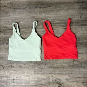 lululemon athletica hot heat and Light Green Align tank Tops